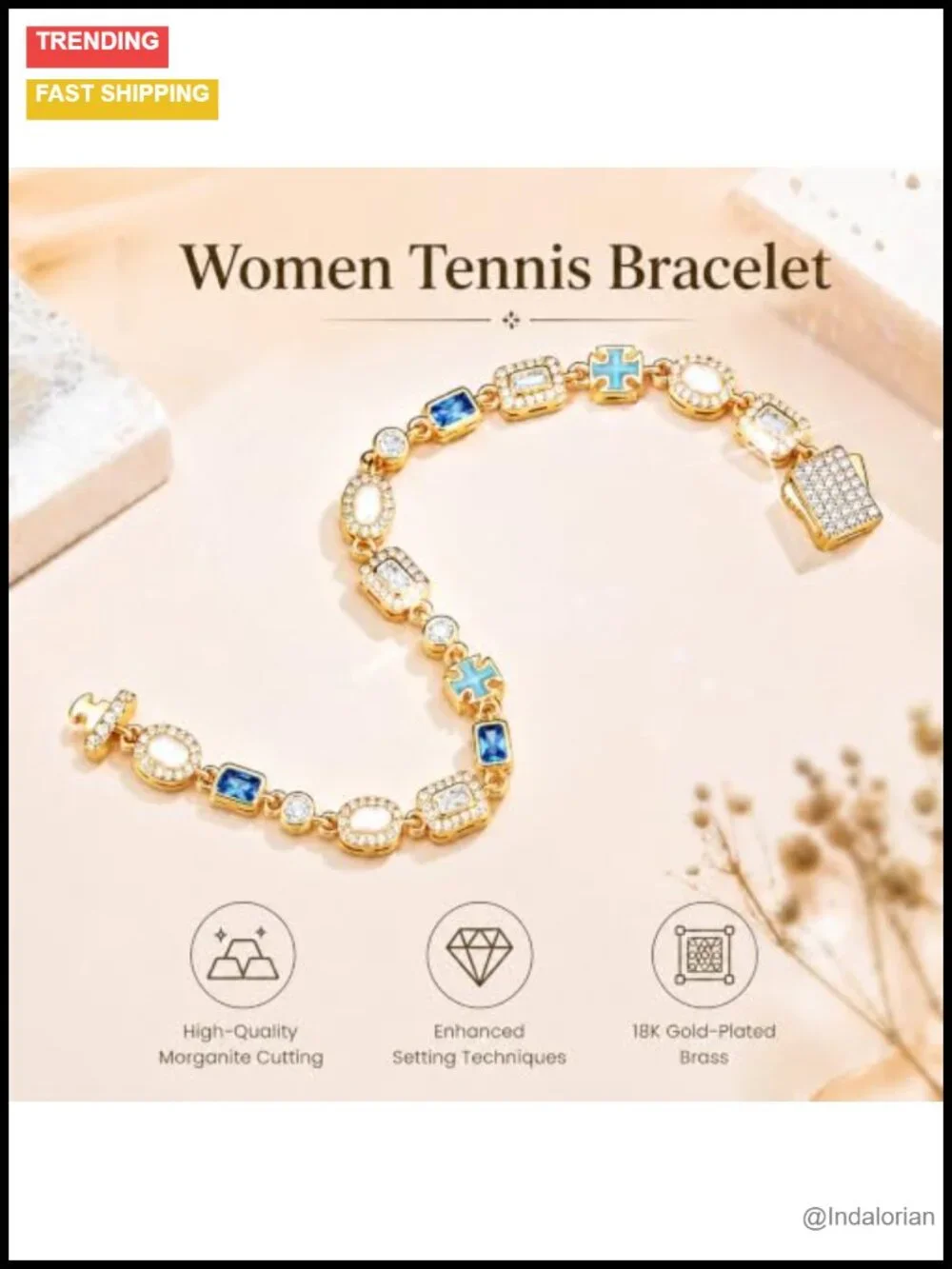 18K Gold Plated Tennis Bracelet AAAAA Cubic Zirconia 6 mm 8 in